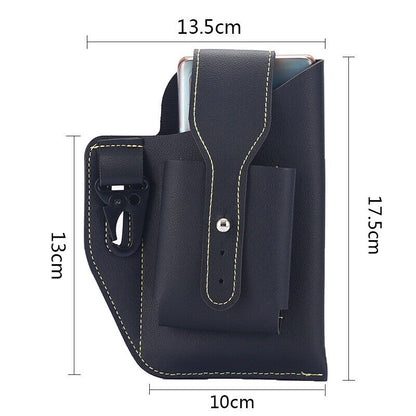 Men's Retro PU Leather Waist Bag Outdoor Belt Hanging Mobile Phone Key Bag Case
