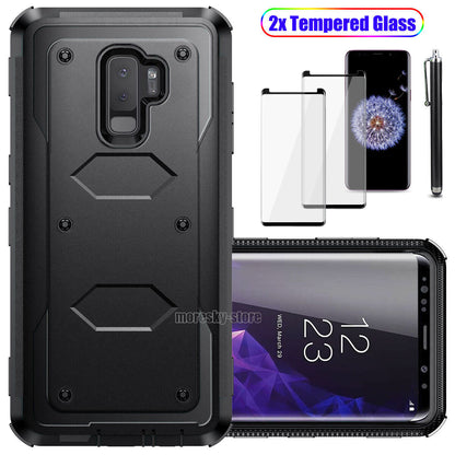 For Samsung Galaxy S9 /S9 Plus Case Impact Hard Cover / Tempered Glass Protector