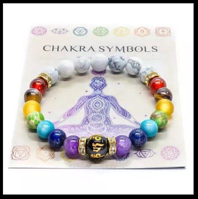 Pulsera De 7 Chakras Para Hombre Y Mujer, Cristal Natural, Curación De Ansiedad,