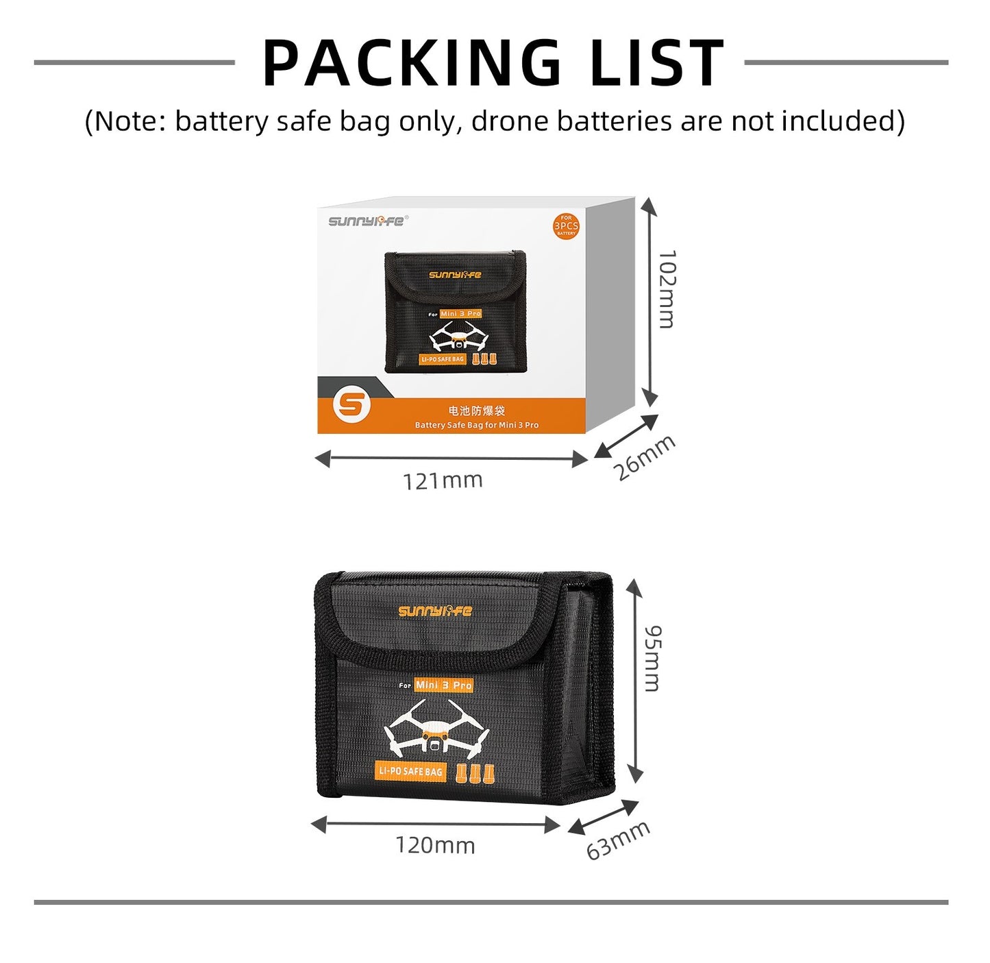 Durable Battery Explosion-Proof Storage Bag For DJI Mini 3 Pro Drone Battery