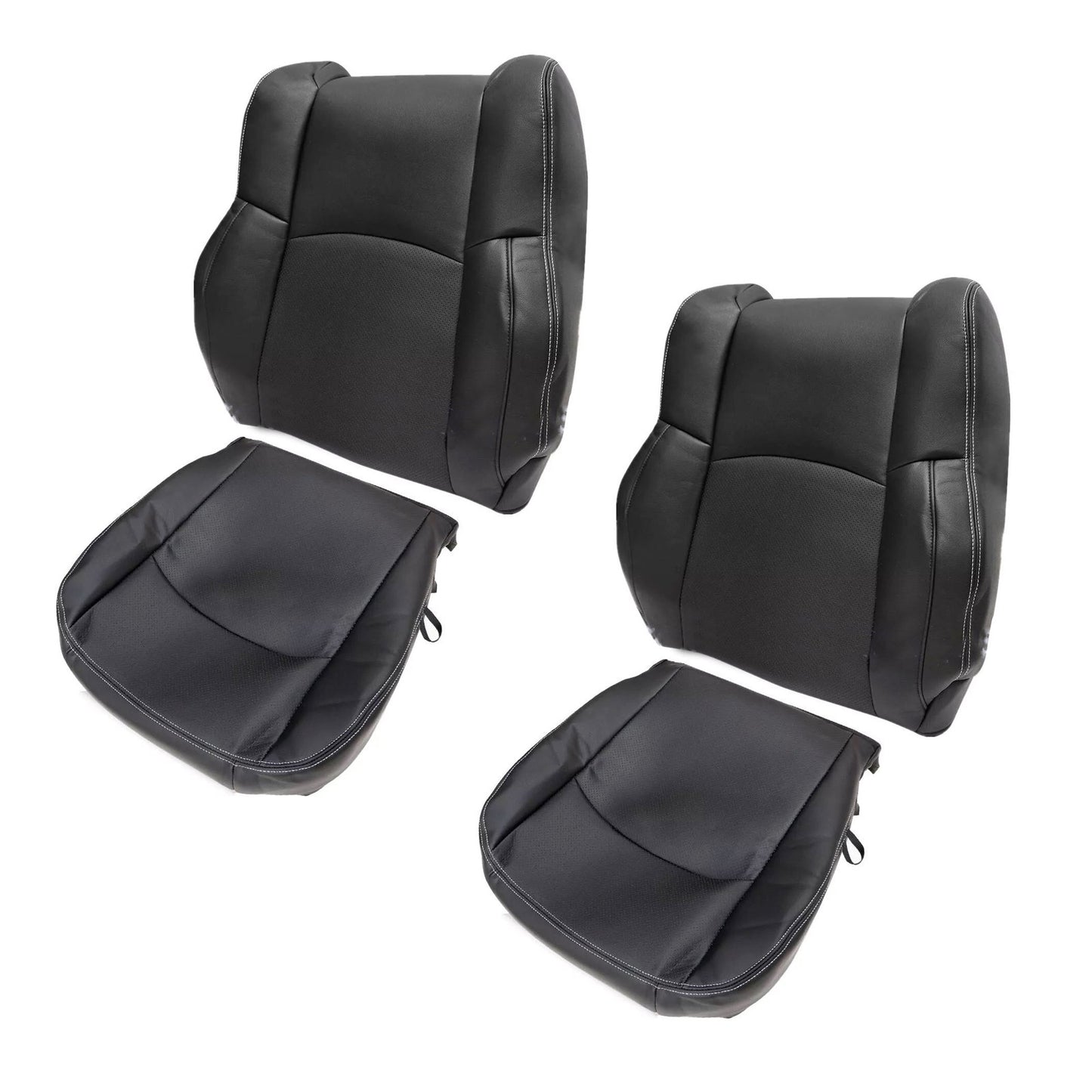 4PCS For Dodge Ram 2013-18 Driver Passenger Bottom Top Perf Leather Seat Cover