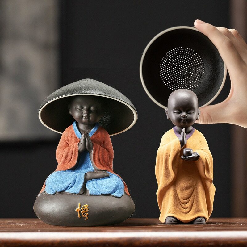 Purple Clay Creative Little Monk Tea Strainer Tea Leaking Home Kung Fu Tea Set