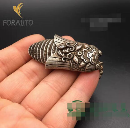 Antique Vintage Tibetan Silver Cicada Pressure Lapel Pendant Old Items -