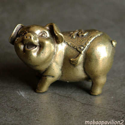 Solid Copper Pig Trinket Tea Pet Ceremony Antique Bronze Model Figurines