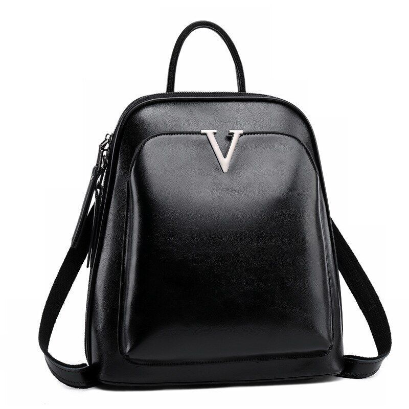 Oil Wax Genuine Leather Backpack Crossbody Shoulder Bags Cowhide School Daypack
