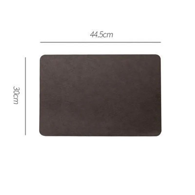Placemat Leather Brown Light Luxury Solid Coffee Table Mats Waterproof 44.5x30cm