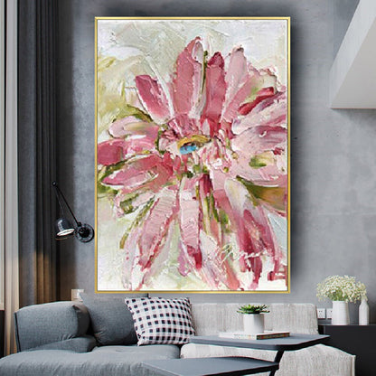 Abstract Flowers Oil Painting on Canvas Modern Minimalist pink lily Indoor decor