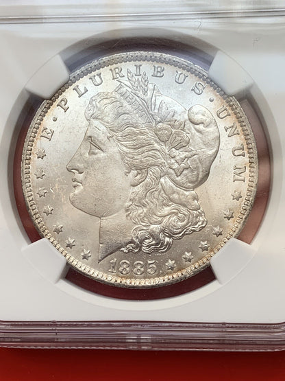 1885 O MORGAN SILVER DOLLAR NGC MS 64 Uncirculated New Orleans Silver GEM美国摩根银元