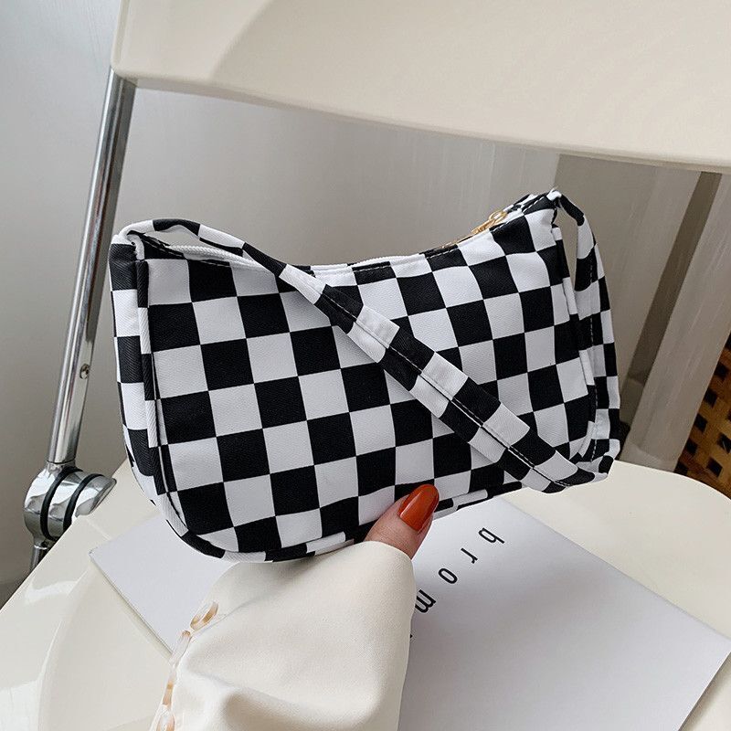Animal Pattern Print Nylon Shoulder Bag Small Handbag Underarm Bags Purse Zipper