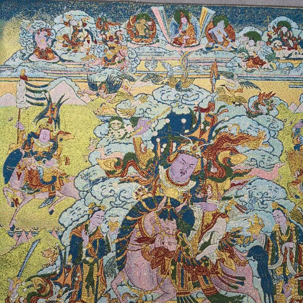 Buddhism Embroidery brocade Nepal King Gesar statue Tibetan hero Buddha Thangka