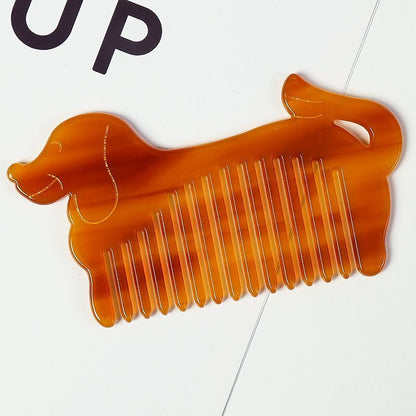 Women Hair Comb 12cm Acetic Acid Sheet Hollow Out Puppy Wide Tooth Girl Hairwear