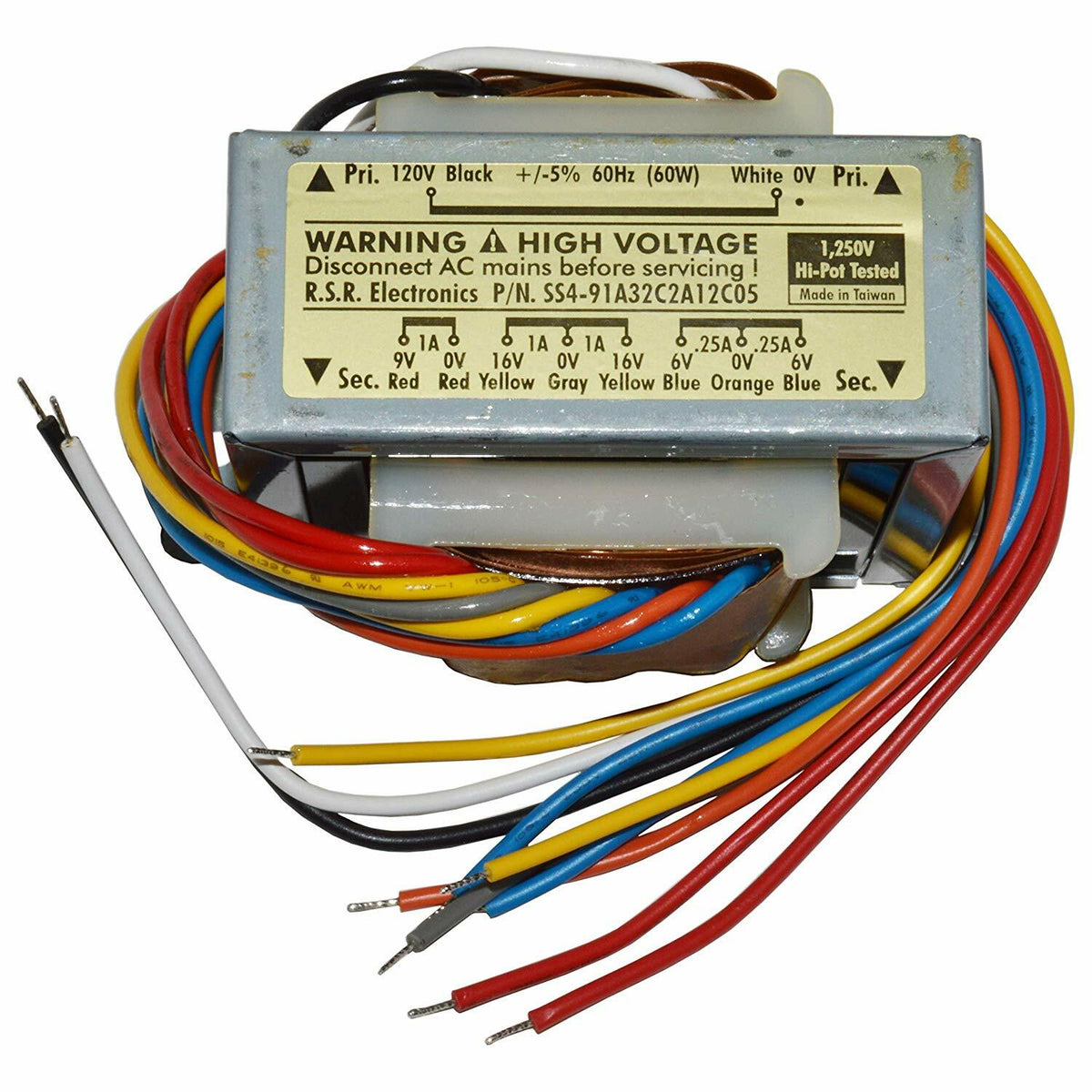 Multi-Tap Power Transformer, 32 VCT@ 1A / 12 VCT @ 0.25A / 9VCT @ 1A