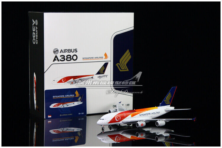 1:400 JC Wings SINGAPORE AIRLINES AIRBUS A380 Passenger Aircraft Diecast Model
