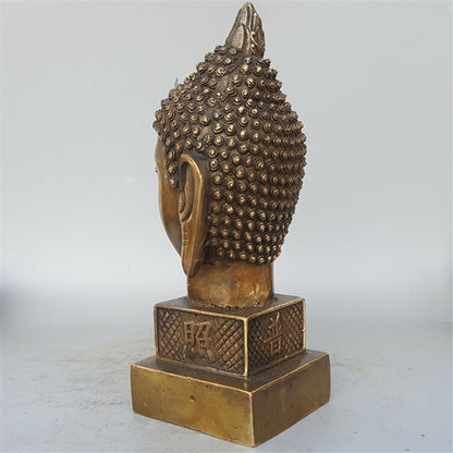 Brass Buddha Head Stamp Buddhism Illuminates Sculpture Statue Stamp Feng Shui