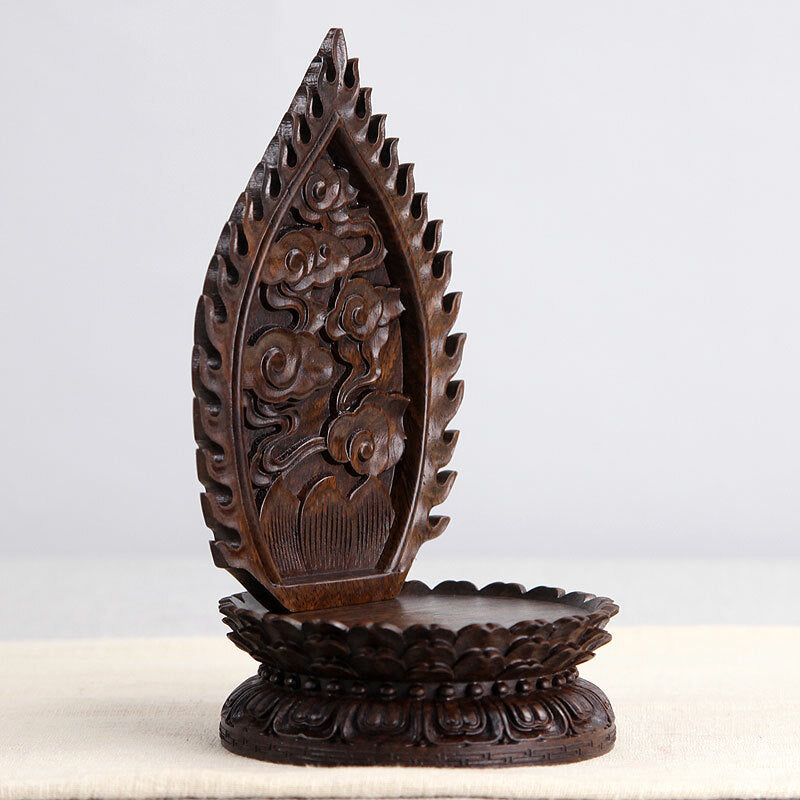 16.5cm Mahogany Carved Buddha Statue Lotus Base Wood Guanyin Bodhisattva Base