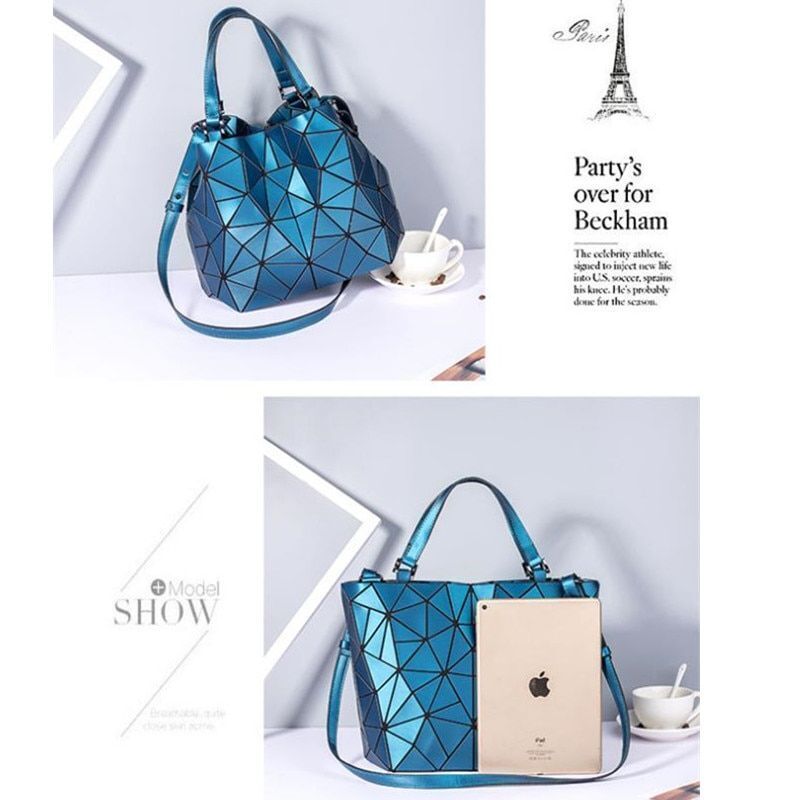 Hologram Bag Frosted Matte Crossbody Bag Bucket Purse Geometric Shoulder Handbag