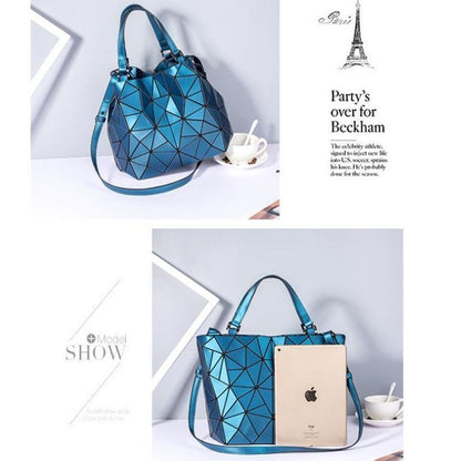 Hologram Bag Frosted Matte Crossbody Bag Bucket Purse Geometric Shoulder Handbag