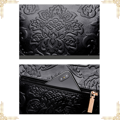 Women GENUINE LEATHER Floral Handbag Crossbody Shoulder Bag Stylish Luxury Tote