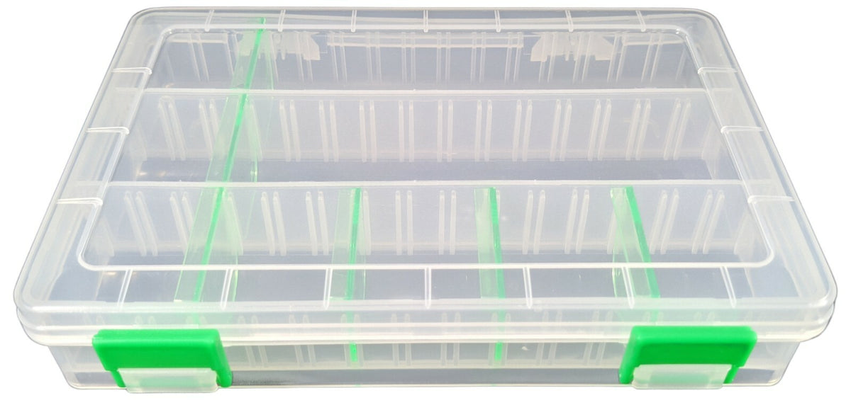 Small Parts Storage Box with 6 Removable Dividers, 8" x 5.3" x 1.5", RoHS