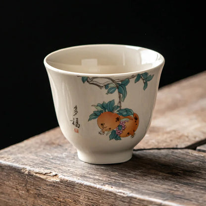 1PC Handmade Tea Cup Hand Painted Ceramic Tea Bowl Chinese Porcelain Tea Set