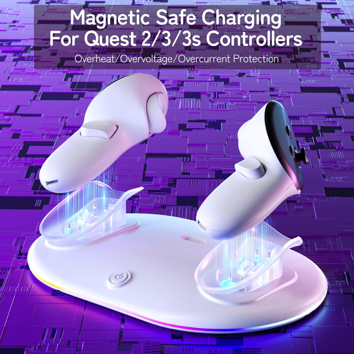 Magnetic Charging Dock for Meta Quest 2/3/3S Controllers Fast Charge Capability