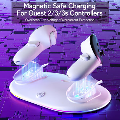Magnetic Charging Dock for Meta Quest 2/3/3S Controllers Fast Charge Capability