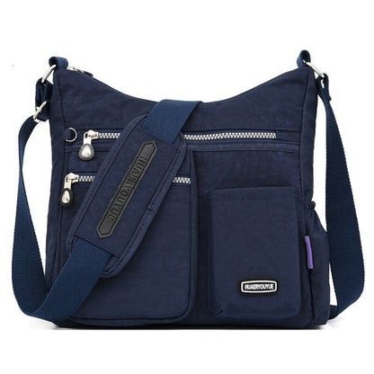 Fashionable Nylon Shoulder Bag Zipper Pocket Messenger Bag Waterproof Crossbody