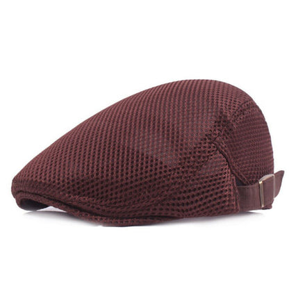 Unisex Casual Beret Hat Flat Cap Breathable Mesh Cap Newsboy Style Adjustable