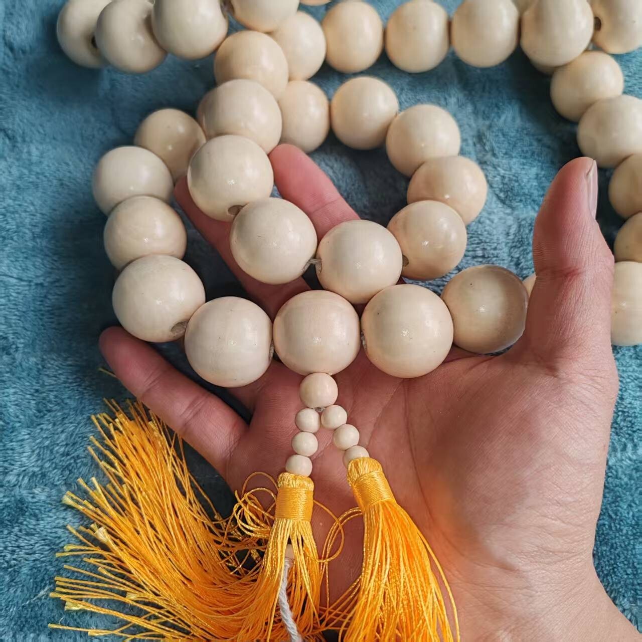 30mm 54 Shaolin Buddha Monk Prayer Mala White Beads Necklaces for Kung Fu Suit