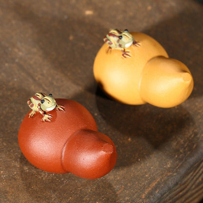Gourd Frog Statue Tea Pet Yixing Zisha Clay Tea Play Home Table Decoration Funny