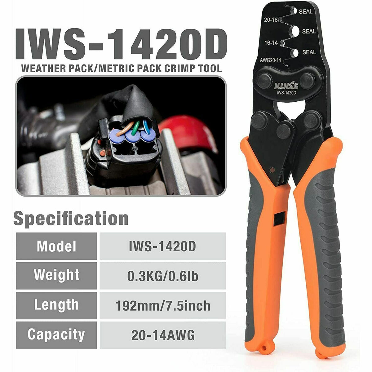 IWS-1420D Weather-Pack Metri-Pack Crimping Tool 14-20AWG Wire Crimper Pliers