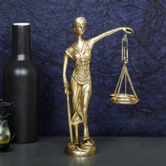 Brass Blind Folded Justice Lady Lawyer Judge Statue Idol Sculpture Figurine