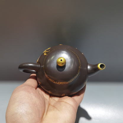 Chinese Yixing Zisha Clay Handmade Exquisite Teapot（描金玉乳壶 低款：顾景舟）