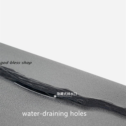 Handmade Carved Leaf Relief Black Stone Tea Tray Water Draining Tea Table Heavy