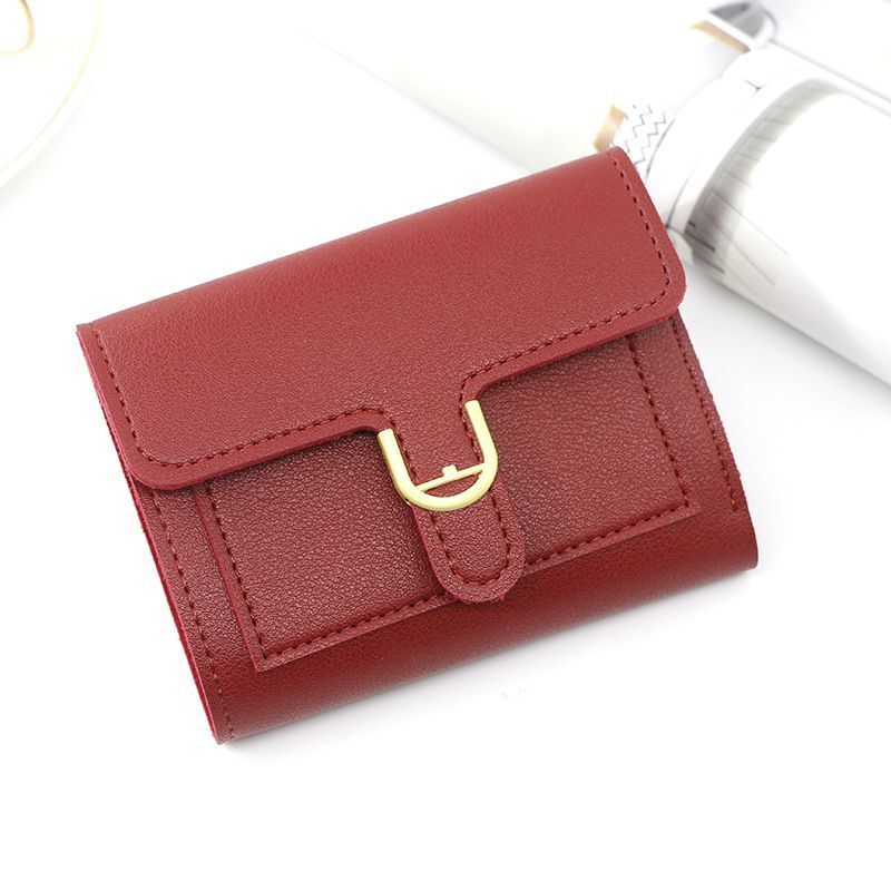 Short Wallet Heart-Shaped Card Bag Simple Square 3fold Coin Purse 9.5*11.5*1.5CM