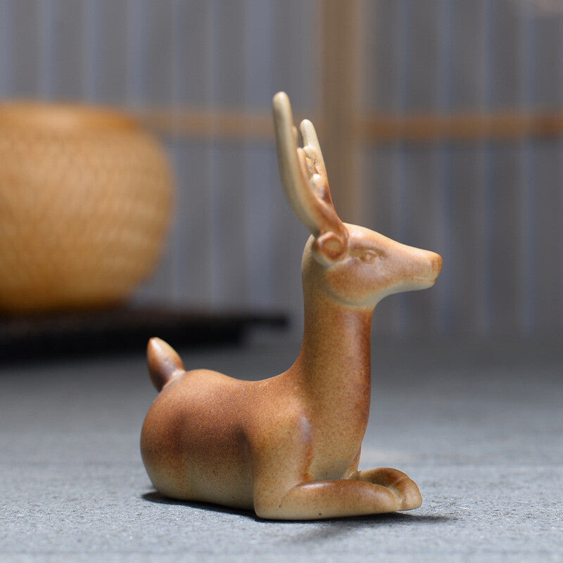 Deer Statue Small Size Ceramic Tea Pet Table Decoration For Microlandscape New
