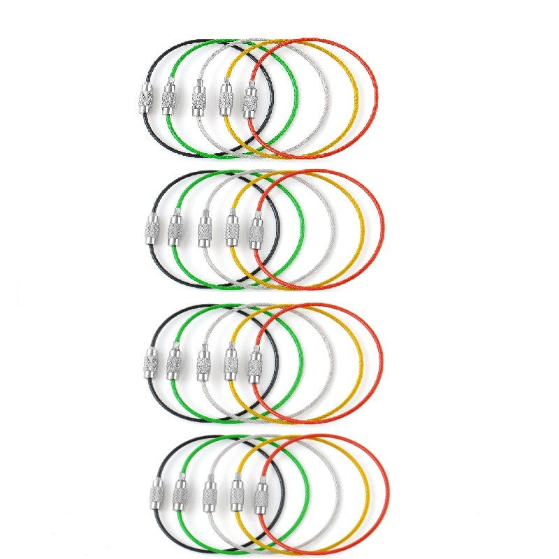 Screw Locking Stainless Steel Wire Keychain Cable Rope Key Holder 5/10/15/20Pcs