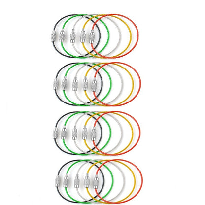 Screw Locking Stainless Steel Wire Keychain Cable Rope Key Holder 5/10/15/20Pcs
