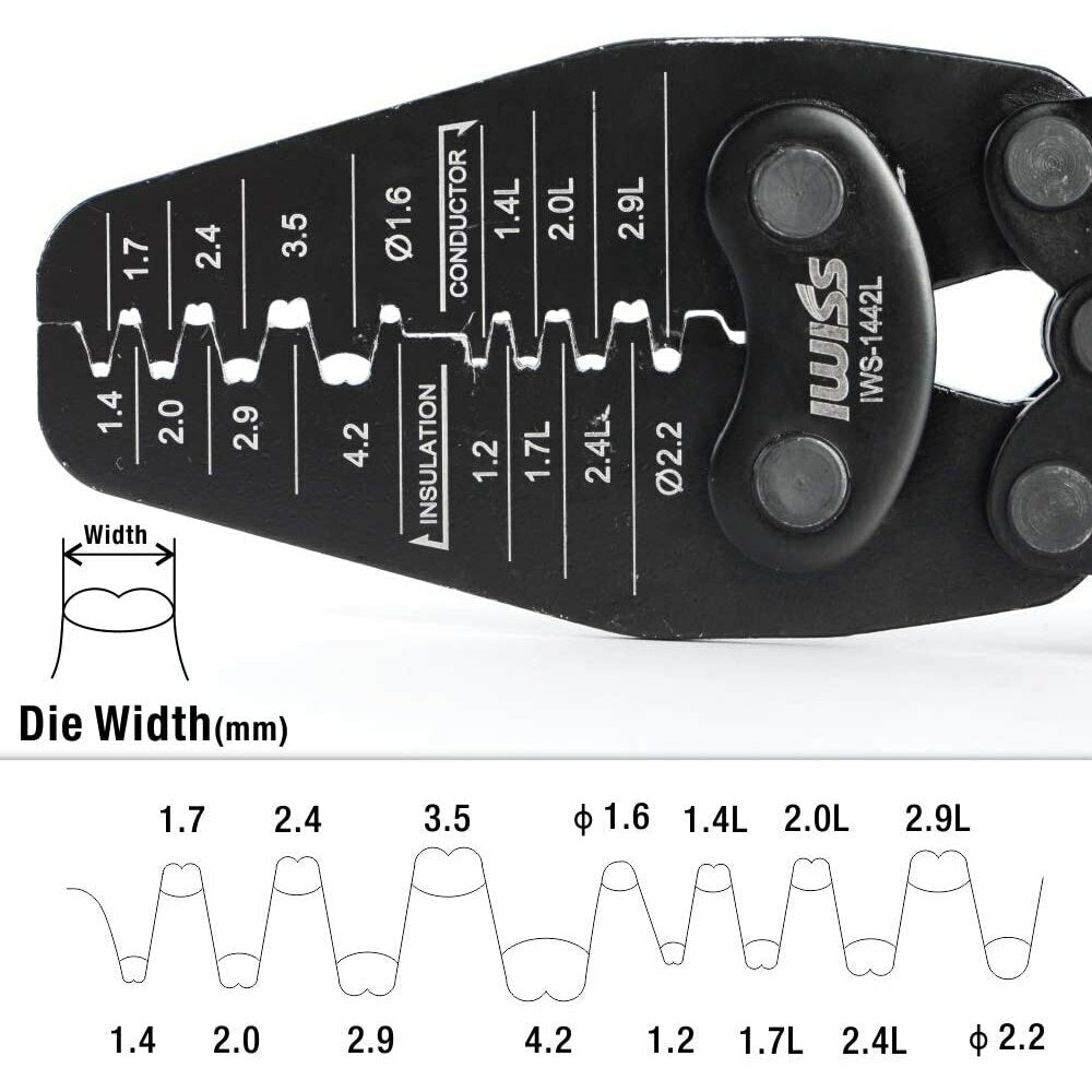 IWISS IWS-1442L Micro Connector Crimper Pliers for Crimping AWG30-14 Open-barrel