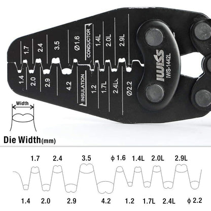 IWISS IWS-1442L Micro Connector Crimper Pliers for Crimping AWG30-14 Open-barrel