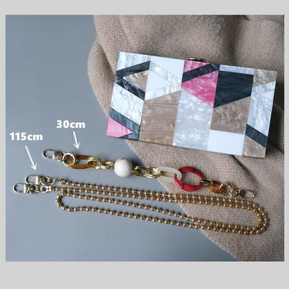 Women Messenger Bags Fashion Luxury Acrylic Geometric Patchwork Handbags Clutch