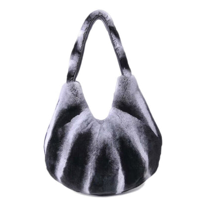 Fashion Womens Hobo Bags Full-pelt Rex Rabbit Fur Tote Bags Casual Shoulder Bags