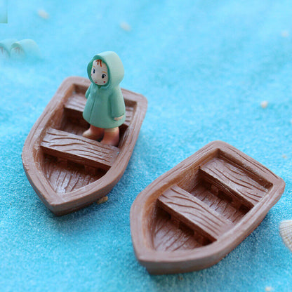 Miniature Assault Boat 2pcs Assembly Model Moss Craft Micro Landscape Decoration