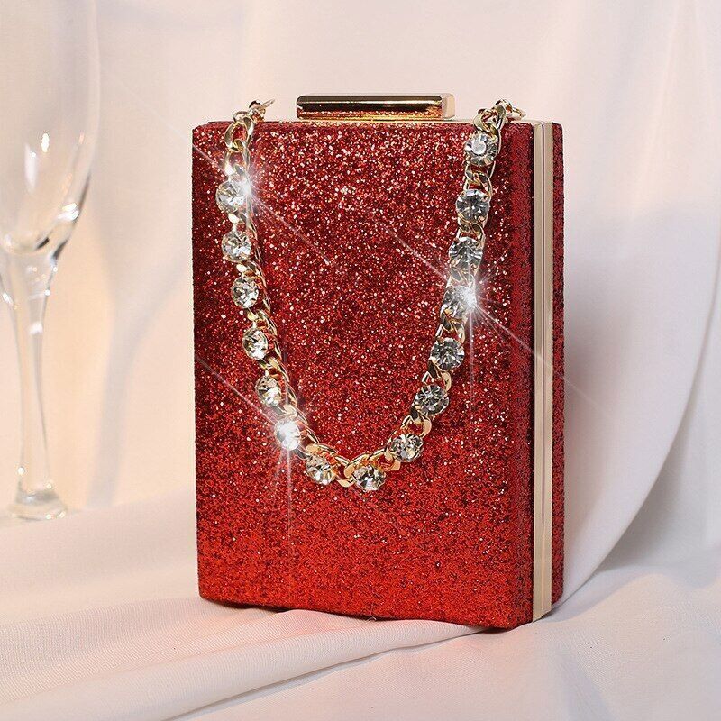 Handbags Ladies Clutch Bag Women Purses Rhinestone Handle Shape Bag