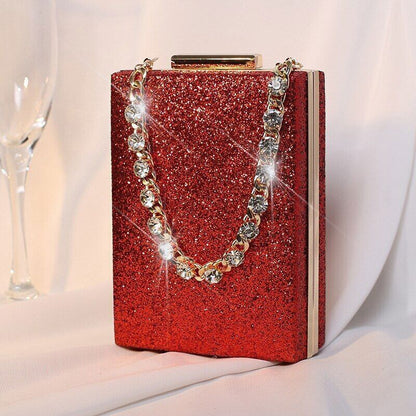 Handbags Ladies Clutch Bag Women Purses Rhinestone Handle Shape Bag