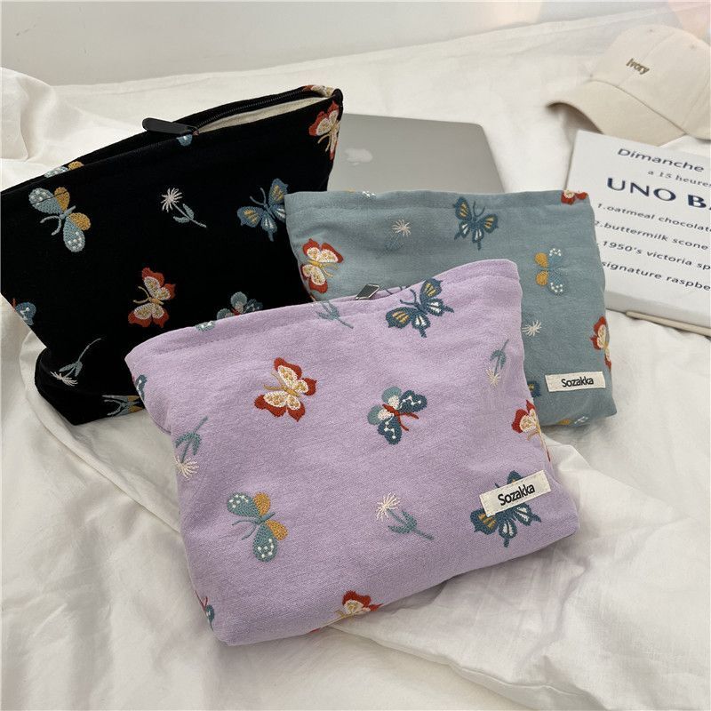 1PC Butterfly Embroidered Cosmetic Bag Travel Cosmetic Pouch Make Up Storage Bag