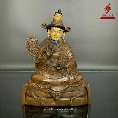 Tibet Buddhism Lama Guru Master Nyingpo Buddha Bronze Statue 18cm