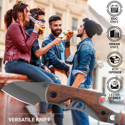 Small Pocket Knife for Men - 5.7’’ Keychain Knife with Bottle Opener - Box Cutte