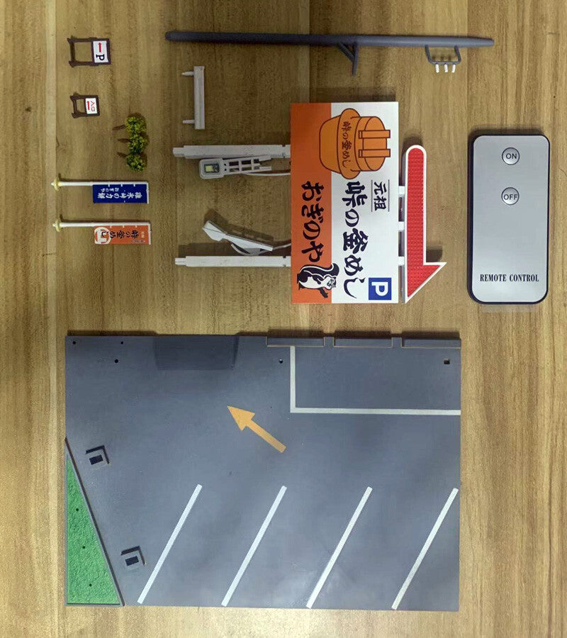 1:64 Scale Initial D TOFU 峠の釜めし Remote Contol LED Scene for Car PARKING LOT