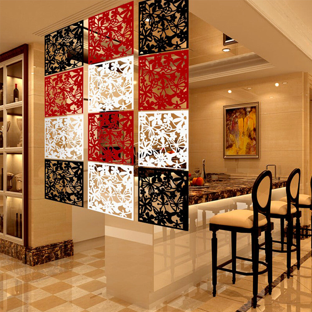 12Pcs Room Divider Partition Hanging Screen Wall Decals DIY Home Decor 15"